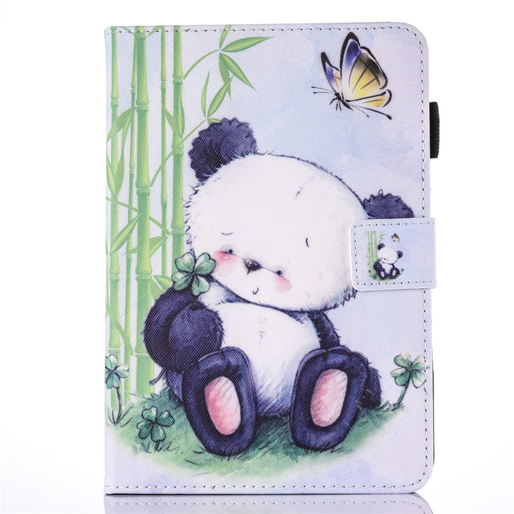 For iPad 9.7 (2018) / 9.7 (2017) Pattern Printing Leather Card Holder Stand Case - Cute Panda-1