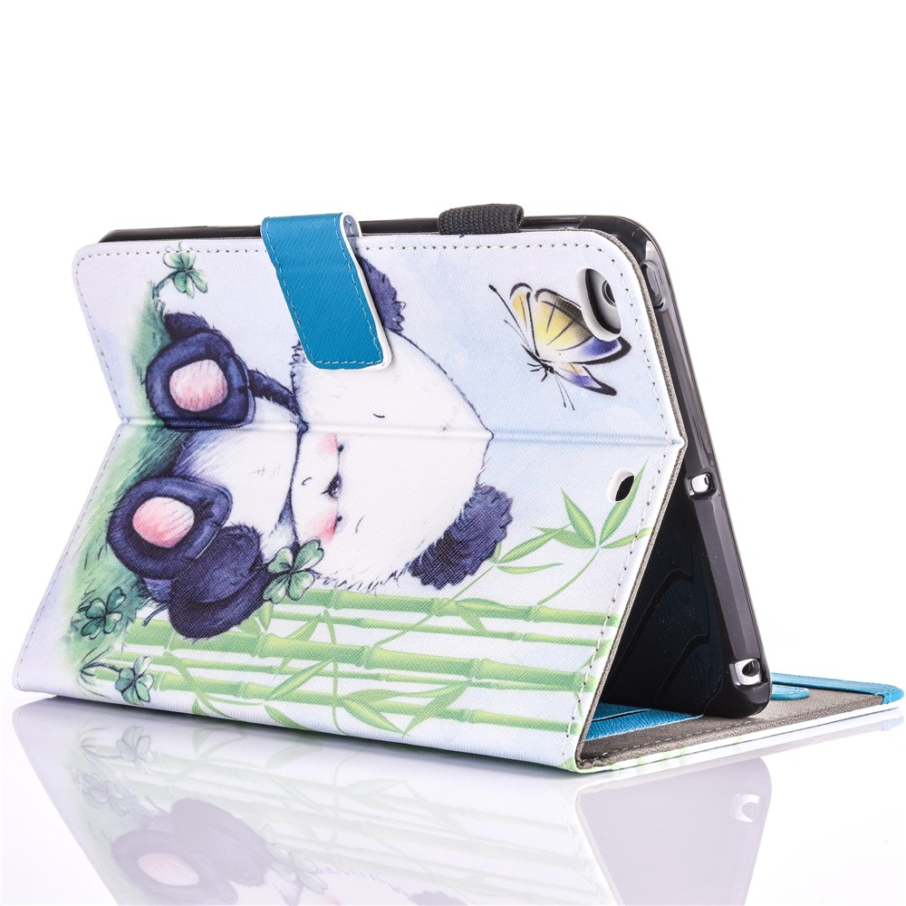 For iPad 9.7 (2018) / 9.7 (2017) Pattern Printing Leather Card Holder Stand Case - Cute Panda-3
