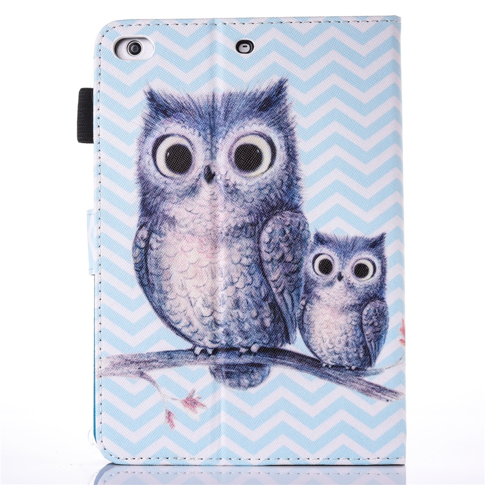 For iPad 9.7 (2018) / 9.7 (2017) Printing Pattern Flip Leather Card Holder Protective Cover - Owls on Branch-2