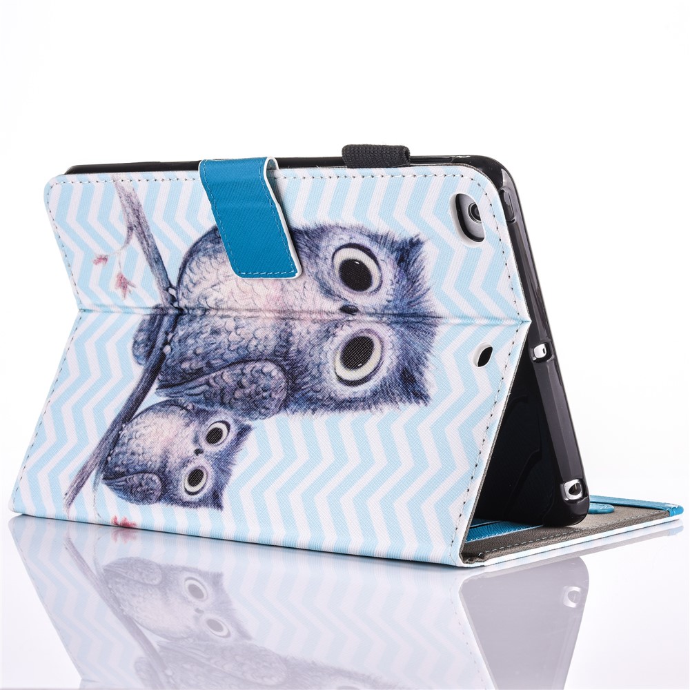 For iPad 9.7 (2018) / 9.7 (2017) Printing Pattern Flip Leather Card Holder Protective Cover - Owls on Branch-3