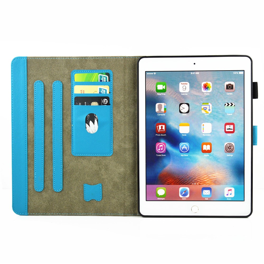 For iPad 9.7 (2018) / 9.7 (2017) Printing Pattern Flip Leather Card Holder Protective Cover - Owls on Branch-8