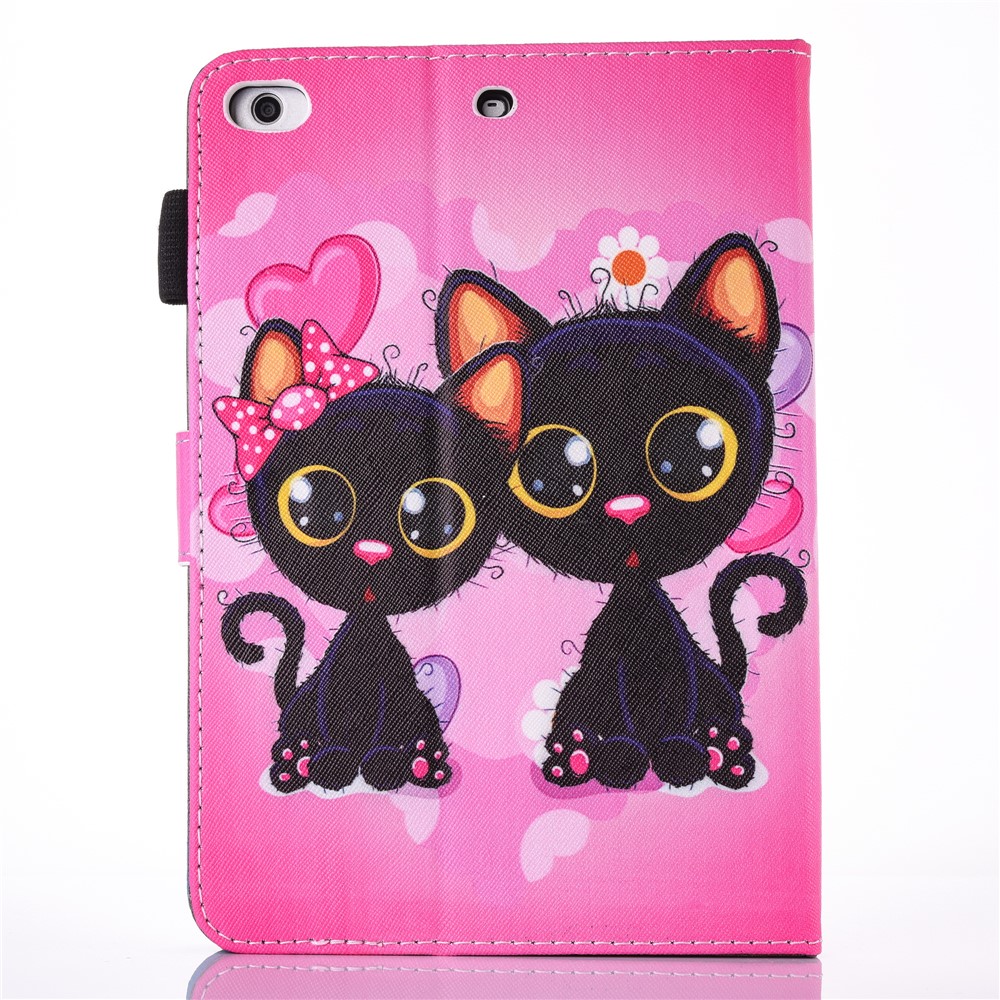 For iPad 9.7 (2018) / 9.7 (2017) Printing Pattern Leather Card Slot Stand Shell - Two Lovely Cats-2