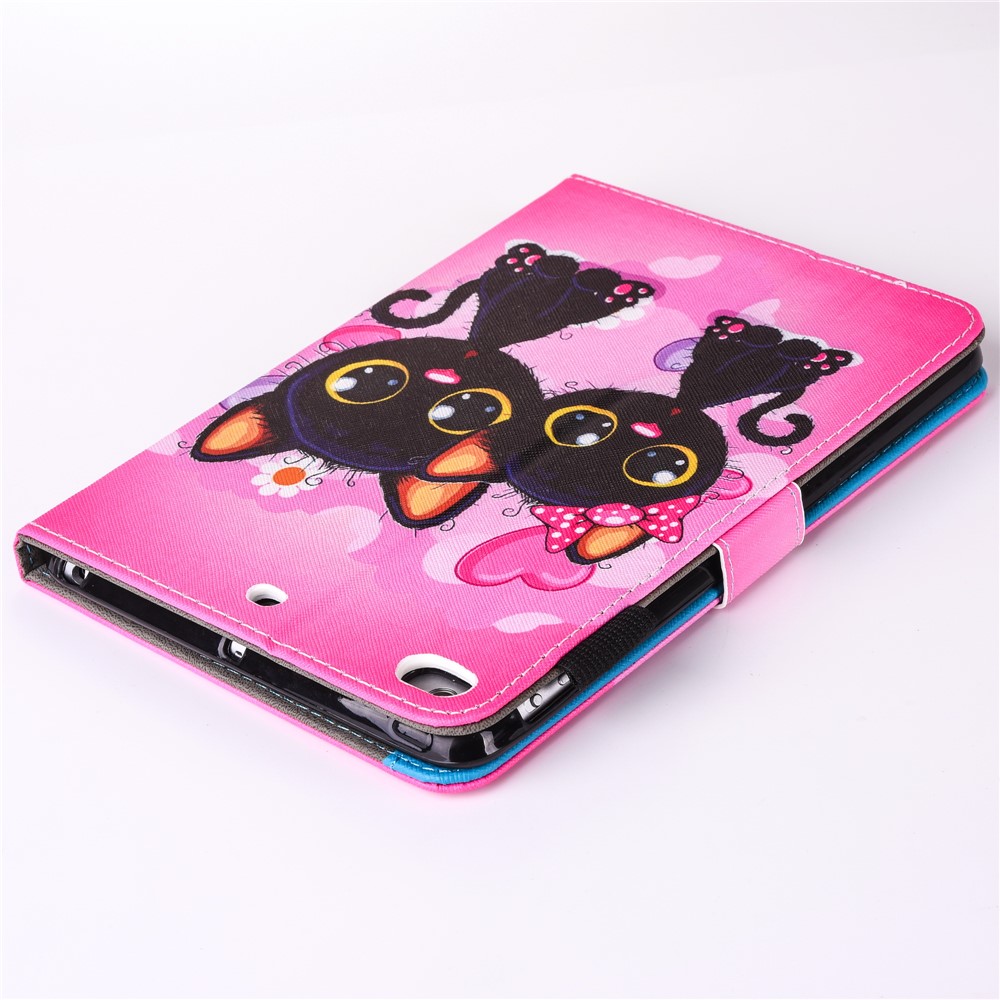 For iPad 9.7 (2018) / 9.7 (2017) Printing Pattern Leather Card Slot Stand Shell - Two Lovely Cats-5