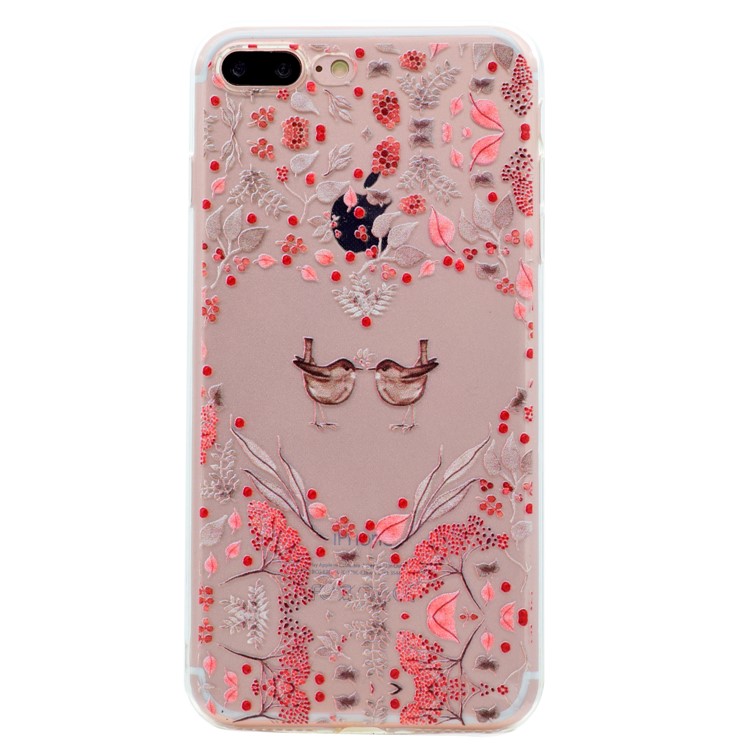 Pattern Printing TPU Case for iPhone 7 Plus - Birds and Flowers-1