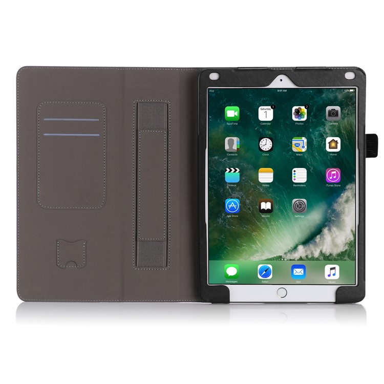 For iPad 9.7-inch (2017) Awakening Smart Leather Case with SIM/Credit Card Slots - Black-4