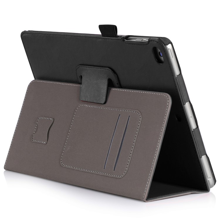 For iPad 9.7-inch (2017) Awakening Smart Leather Case with SIM/Credit Card Slots - Black-5