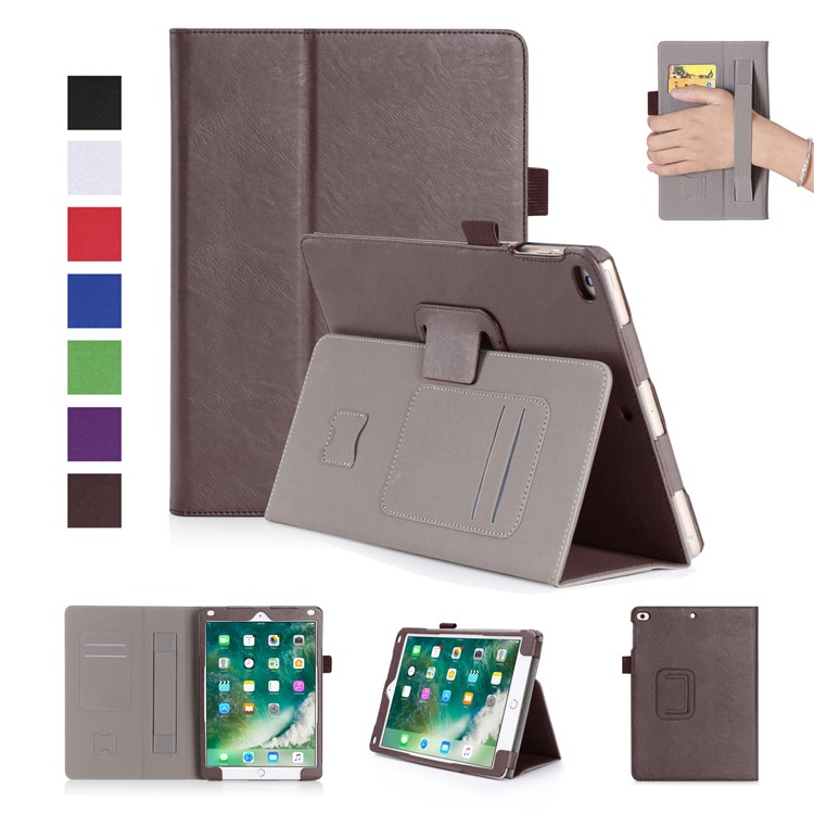 

For iPad 9.7 (2018) / 9.7 (2017) Smart Sleep Leather Protector Case with SIM/Credit Card Slots - Brown