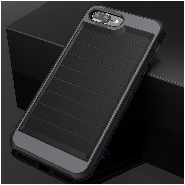 BOW for iPhone 7 Plus 360 Degree Protection Shock Absorption Soft TPU Phone Case - Black / Grey-1