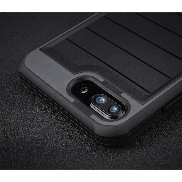 BOW for iPhone 7 Plus 360 Degree Protection Shock Absorption Soft TPU Phone Case - Black / Grey-12