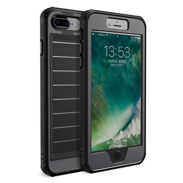 BOW for iPhone 7 Plus 360 Degree Protection Shock Absorption Soft TPU Phone Case - Black / Grey-14