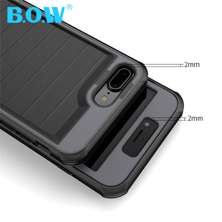 BOW for iPhone 7 Plus 360 Degree Protection Shock Absorption Soft TPU Phone Case - Black / Grey-6