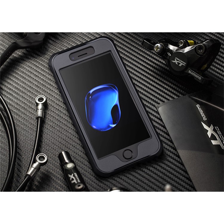 BOW for iPhone 7 Plus 360 Degree Protection Shock Absorption Soft TPU Phone Case - Black / Grey-7