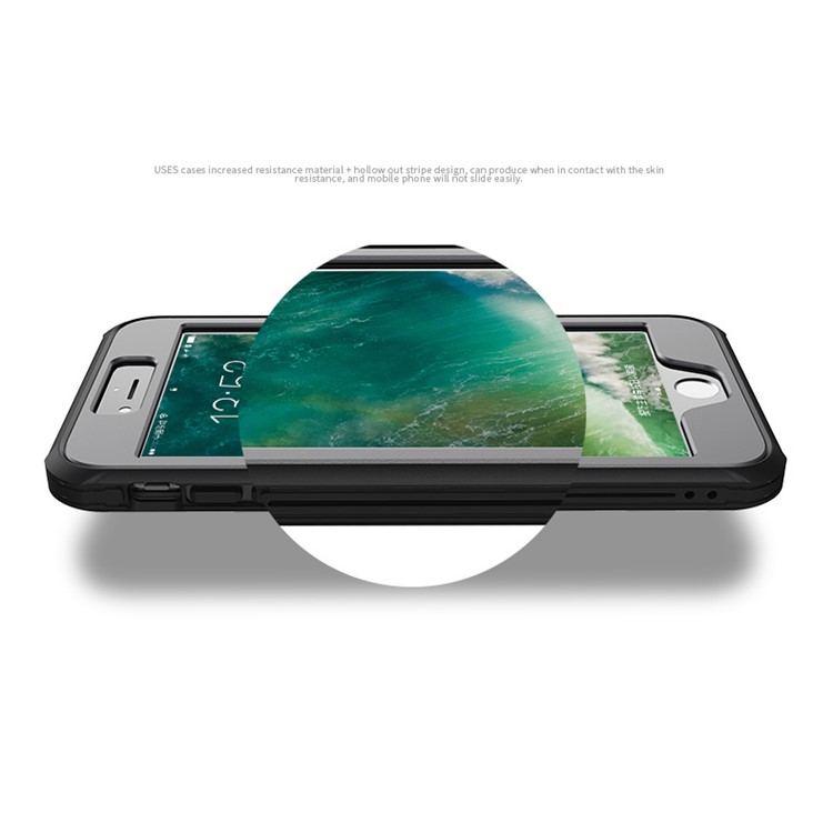 BOW for iPhone 7 Plus 360 Degree Protection Shock Absorption Soft TPU Phone Case - Black / Grey-8