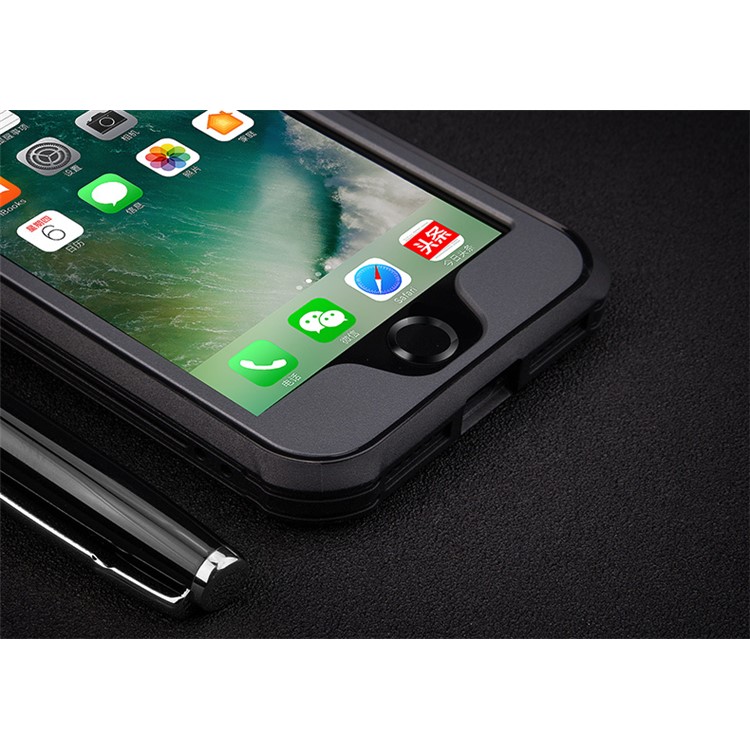 BOW for iPhone 7 Plus 360 Degree Protection Shock Absorption Soft TPU Phone Case - Black / Grey-9