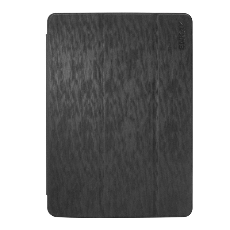 ENKAY Toothpick Grain Smart Leather Tri-fold Stand Case for iPad 9.7 inch (2017) - Black-2