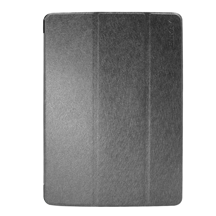 ENKAY for iPad 9.7 (2017) Silk Texture Tri-fold Leather Smart Case with Stand - Black-2