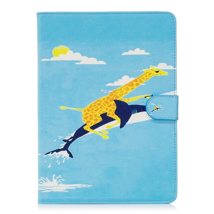 Pattern Printing Leather Wallet Stand Case Accessory for iPad Pro 9.7 inch - Giraffe is Riding Dolphin-1