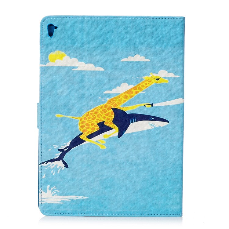 Pattern Printing Leather Wallet Stand Case Accessory for iPad Pro 9.7 inch - Giraffe is Riding Dolphin-2