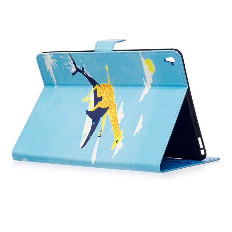 Pattern Printing Leather Wallet Stand Case Accessory for iPad Pro 9.7 inch - Giraffe is Riding Dolphin-3