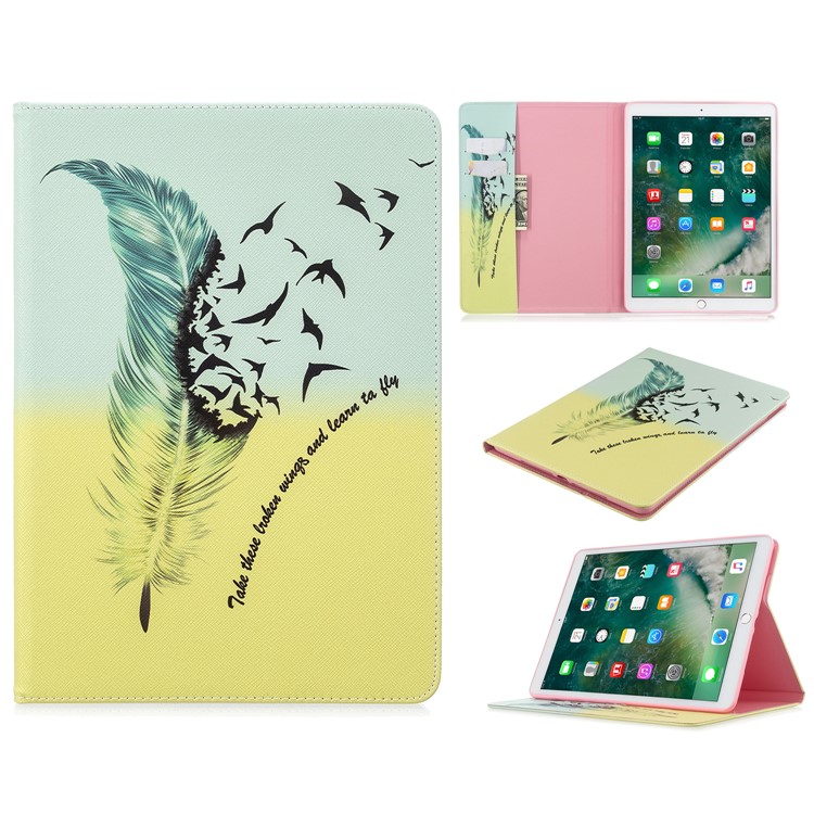 Pattern Printing Leather Wallet Case for iPad Air 10.5 (2019) / Pro 10.5-inch (2017) - Feather Pattern-1