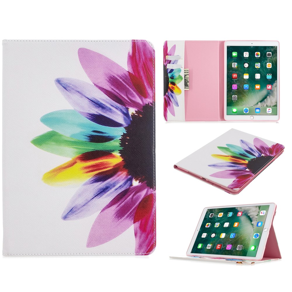 Pattern Printing PU Leather Wallet Stand Cover for iPad Air 10.5 (2019) / Pro 10.5-inch (2017) - Colorful Petals-1