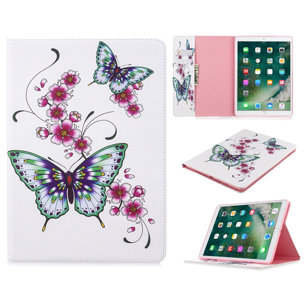Pattern Printing PU Leather Wallet Cover Case for iPad Air 10.5 (2019) / Pro 10.5-inch (2017) - Butterflies and Flowers-1