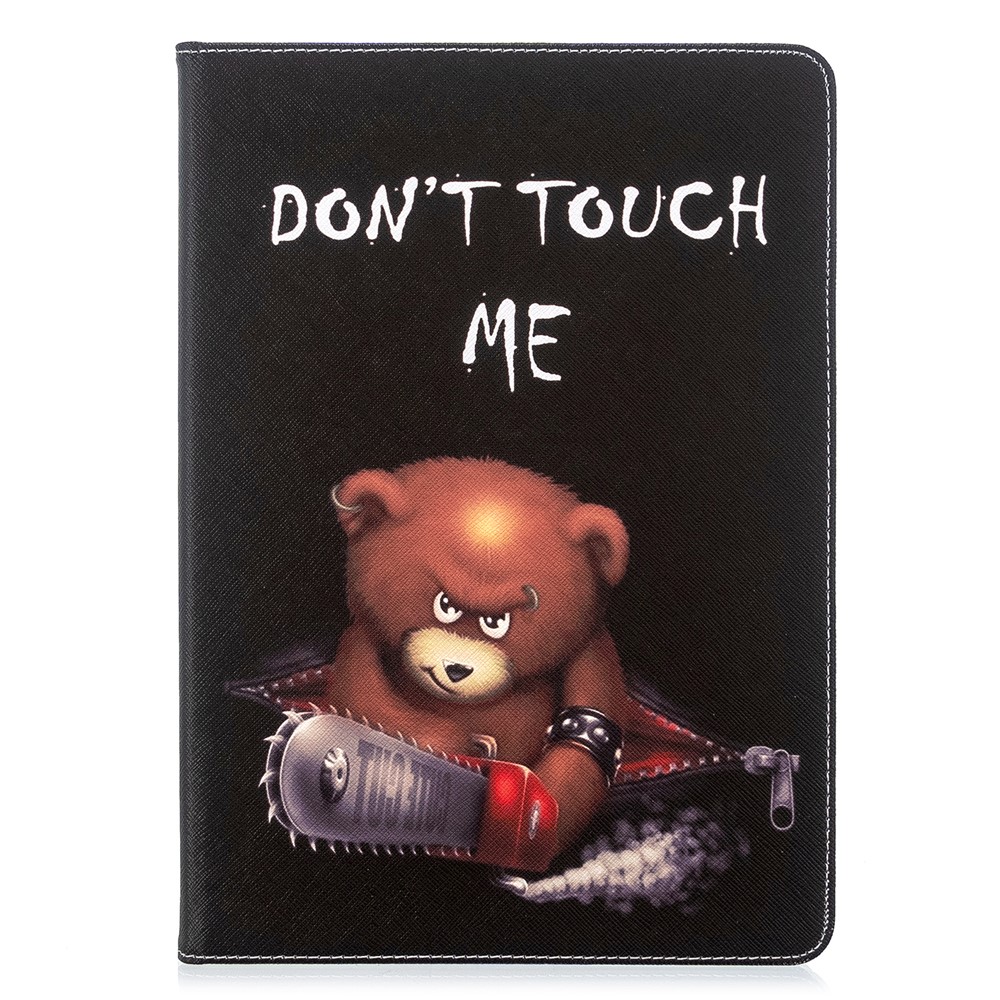 Pattern Printing Folio Flip Leather Protection Cover for iPad Air 10.5 (2019) / Pro 10.5-inch (2017) - Brown Bear and Warning Words-2