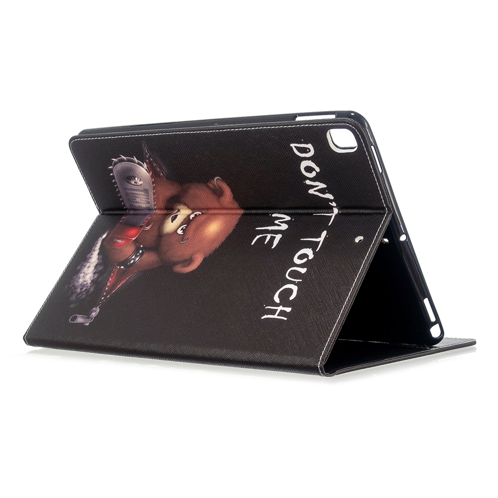 Pattern Printing Folio Flip Leather Protection Cover for iPad Air 10.5 (2019) / Pro 10.5-inch (2017) - Brown Bear and Warning Words-4