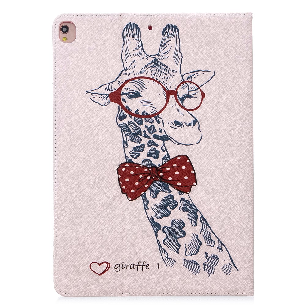 For iPad Air 10.5 (2019) / Pro 10.5-inch (2017) Pattern Printing Leather Wallet Stand Shell - Adorable Giraffe Wearing Glasses-3