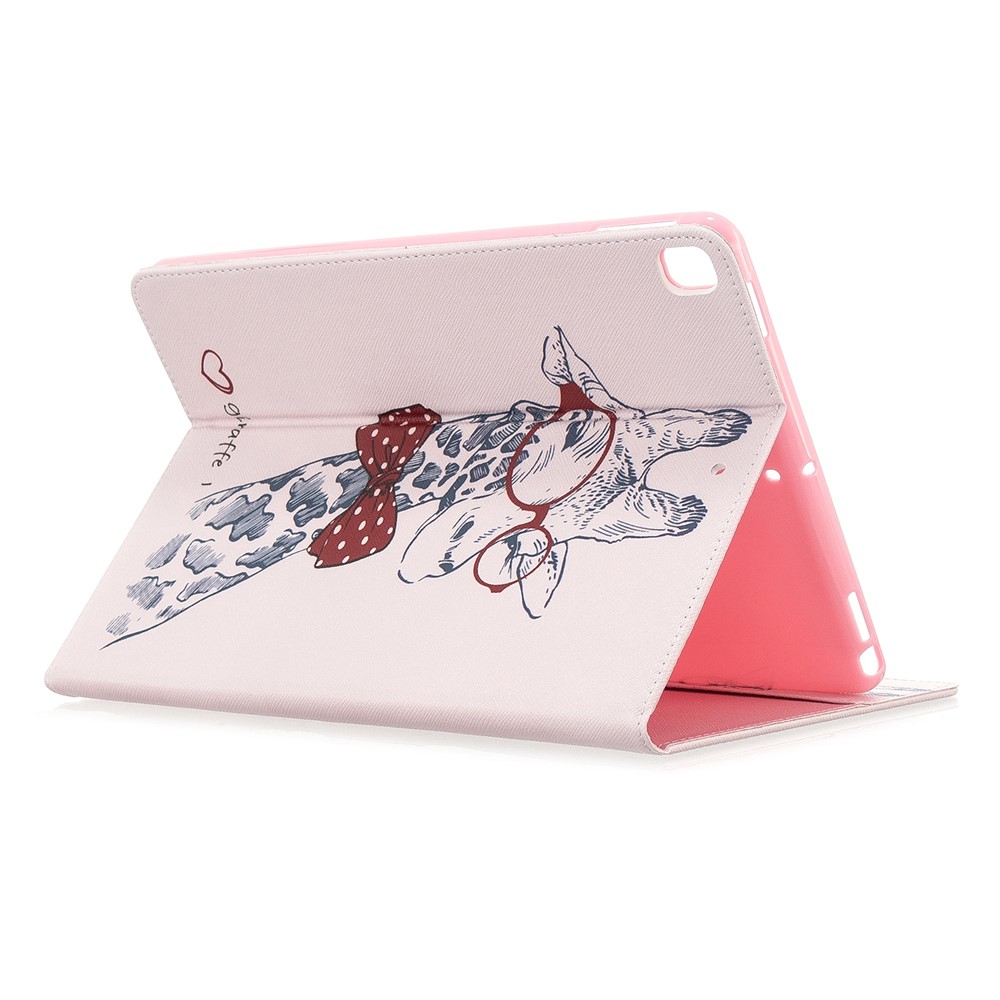 For iPad Air 10.5 (2019) / Pro 10.5-inch (2017) Pattern Printing Leather Wallet Stand Shell - Adorable Giraffe Wearing Glasses-4