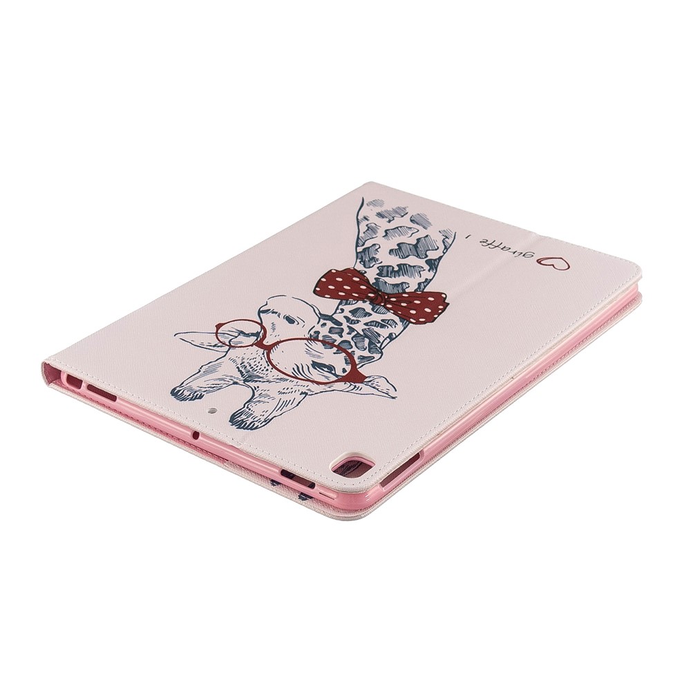 For iPad Air 10.5 (2019) / Pro 10.5-inch (2017) Pattern Printing Leather Wallet Stand Shell - Adorable Giraffe Wearing Glasses-7