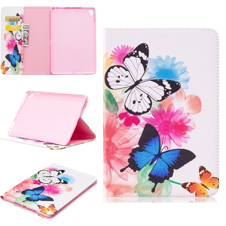 For iPad mini 5 Pattern Printing Wallet Leather Tablet Case with Stand - Vivid Butterflies-1