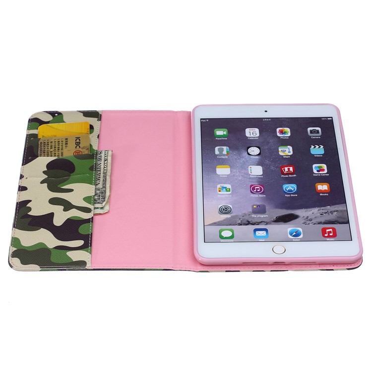 Pattern Printing Leather Wallet Protection Shell for iPad mini 1 2 3 - Camouflage-4
