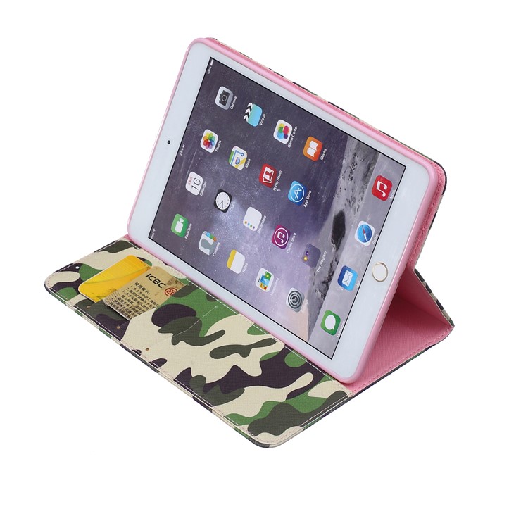 Pattern Printing Leather Wallet Protection Shell for iPad mini 1 2 3 - Camouflage-5