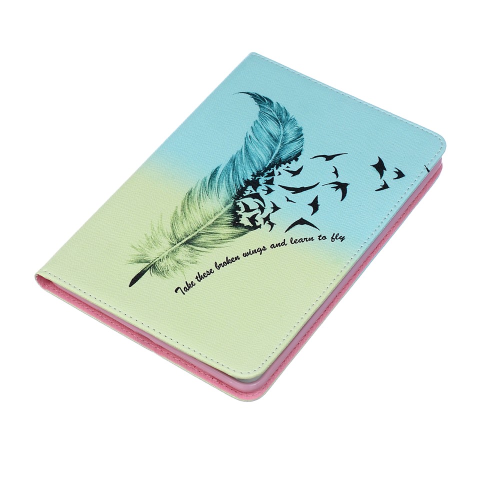For iPad mini 1 2 3 Pattern Printing Leather Wallet Protection Case - Feather Pattern-3
