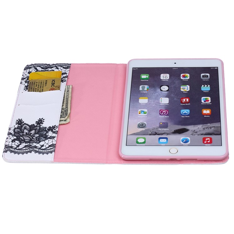 Pattern Printing Wallet Leder Shell mit Stand für iPad mini 1 2 3 - Blumenmuster-4