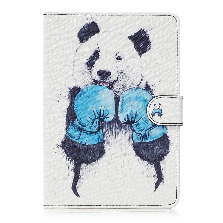 For iPad mini 3 Patterned Leather Wallet Protective Cover - Panda Boxing-1
