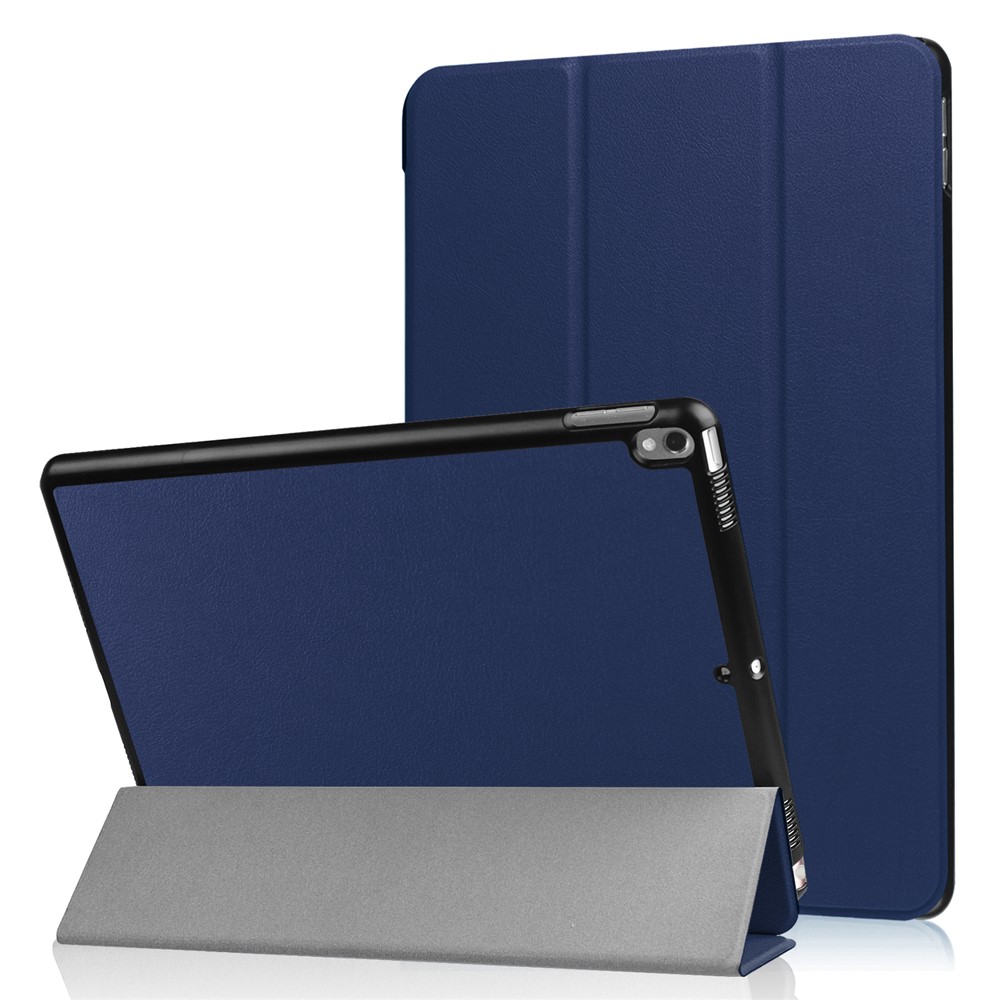 For iPad Air 10.5 (2019) / Pro 10.5 (2017) Tri-fold Stand Leather Case Cover - Dark Blue-1