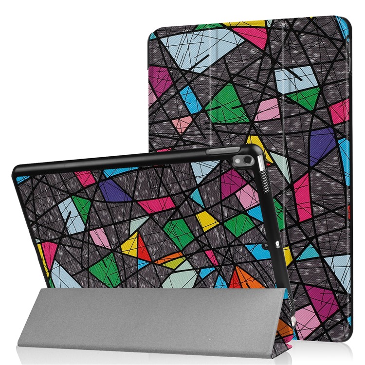 Pattern Printing Leather Tri-fold Stand Cover for iPad Pro 10.5-inch - Colorful Geometric Pattern-1