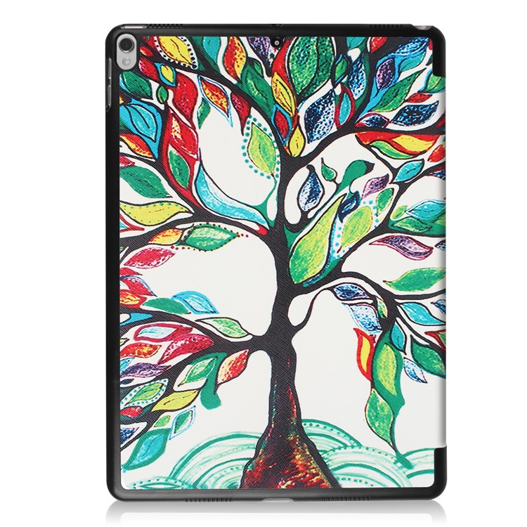 Patterned Leather Tri-fold Stand Protector Shell for iPad Air 10.5 (2019) / Pro 10.5 (2017) - Colored Tree Painting-3