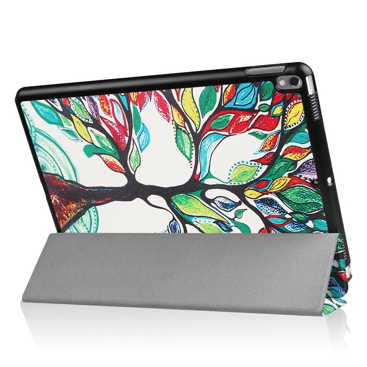 Patterned Leather Tri-fold Stand Protector Shell for iPad Air 10.5 (2019) / Pro 10.5 (2017) - Colored Tree Painting-4
