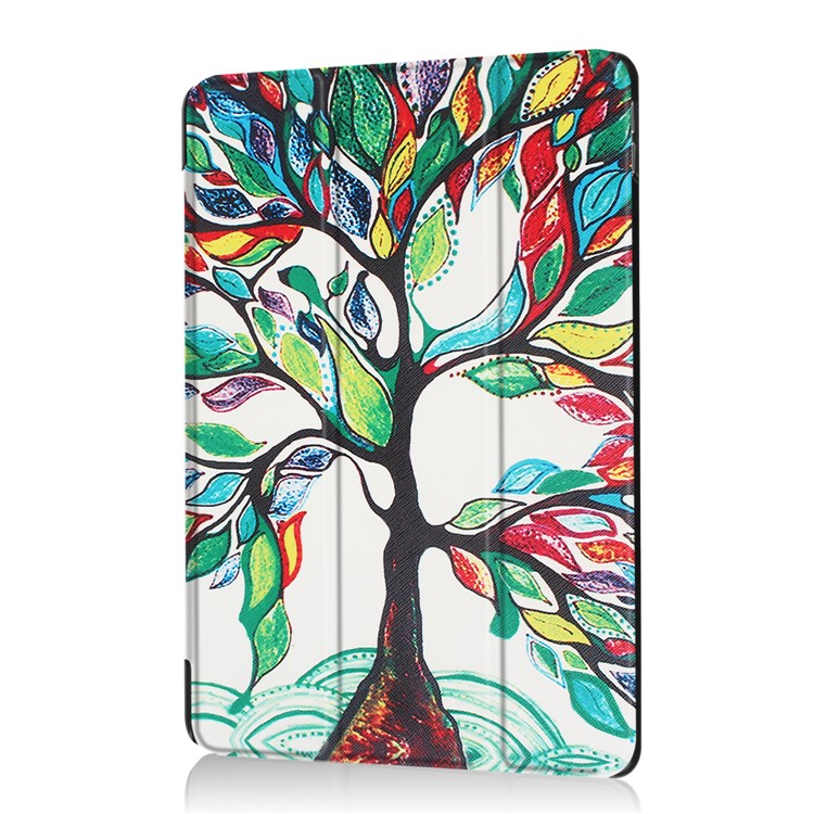 Patterned Leather Tri-fold Stand Protector Shell for iPad Air 10.5 (2019) / Pro 10.5 (2017) - Colored Tree Painting-7