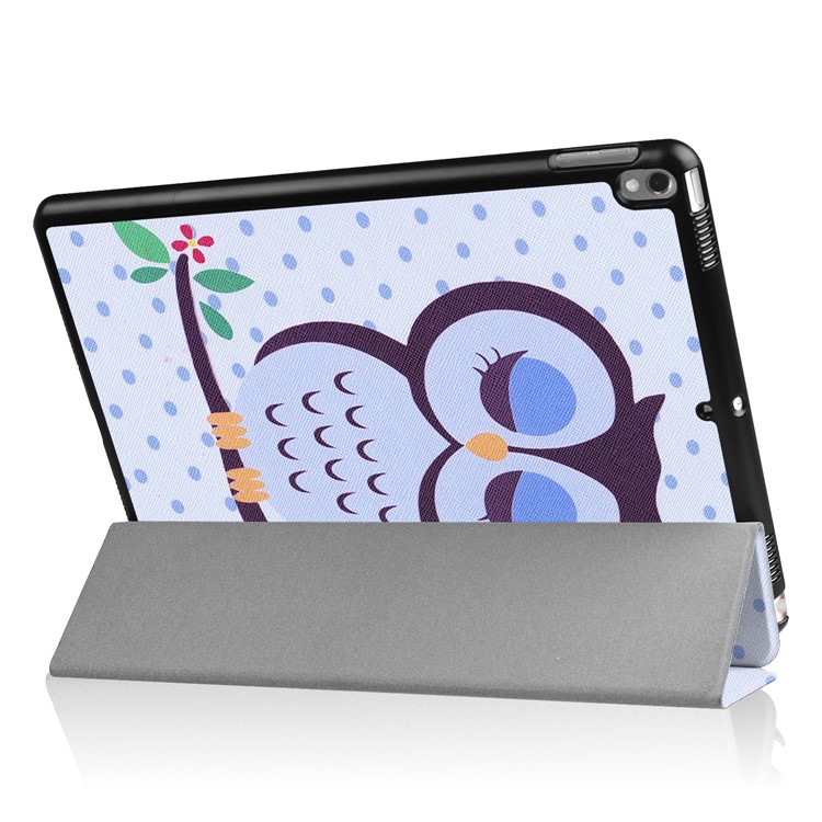 tri-pieghe in cuoio protettivo protetto per iPad Pro 10.5-pollice(2017) - dormicchiare civetta-4
