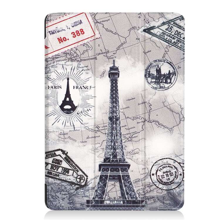 campione pelle tri-Fold Custodia protettiva per iPad Pro 10.5-pollice(2017) - Torre Eiffel e mappa-2