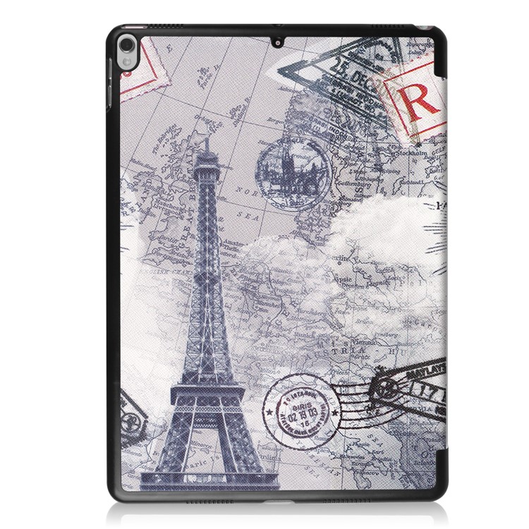 campione pelle tri-Fold Custodia protettiva per iPad Pro 10.5-pollice(2017) - Torre Eiffel e mappa-3
