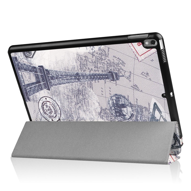 campione pelle tri-Fold Custodia protettiva per iPad Pro 10.5-pollice(2017) - Torre Eiffel e mappa-4