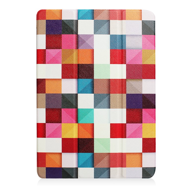 Guscio Di Supporto In Pelle Tri-fold Modello Di Stampa Per Ipad Pro Da 10,5 Pollici (2017) - Griglia A Triangolo Colorato-2