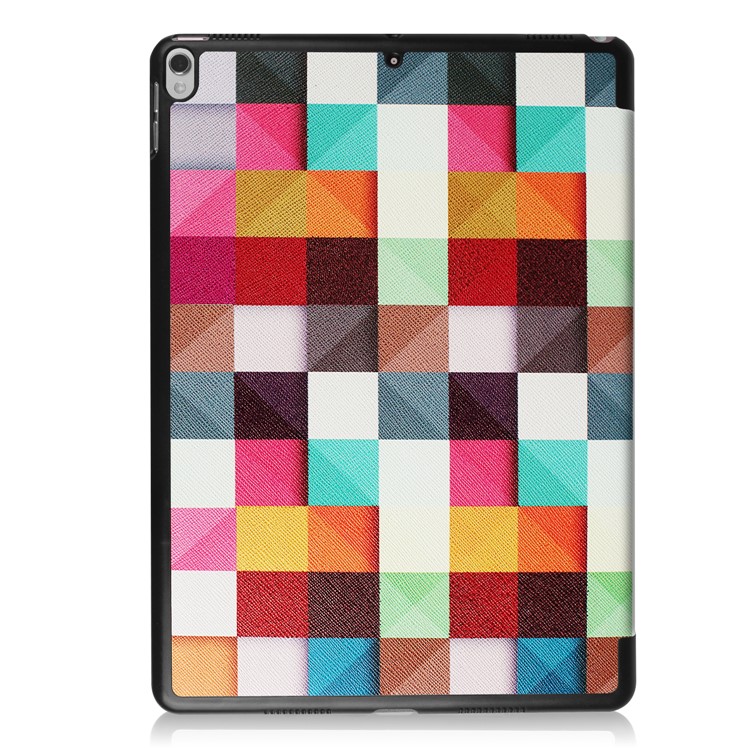 Guscio Di Supporto In Pelle Tri-fold Modello Di Stampa Per Ipad Pro Da 10,5 Pollici (2017) - Griglia A Triangolo Colorato-3