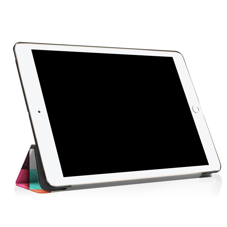 Guscio Di Supporto In Pelle Tri-fold Modello Di Stampa Per Ipad Pro Da 10,5 Pollici (2017) - Griglia A Triangolo Colorato-5