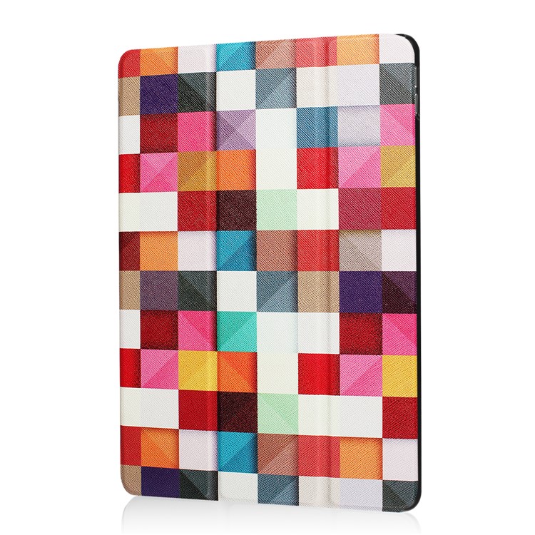 Guscio Di Supporto In Pelle Tri-fold Modello Di Stampa Per Ipad Pro Da 10,5 Pollici (2017) - Griglia A Triangolo Colorato-7